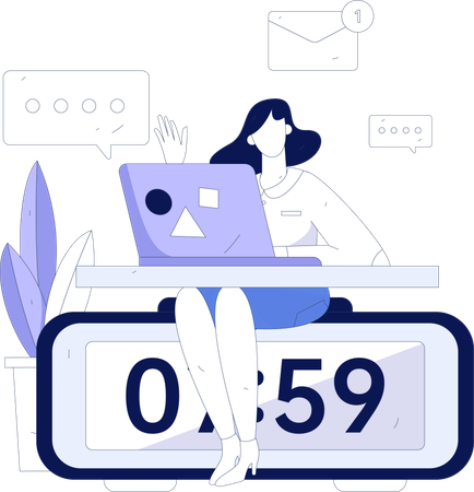 L'employé travaille quotidiennement à domicile  Illustration