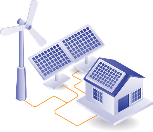 L'énergie des panneaux solaires est utilisée dans les travaux domestiques  Illustration