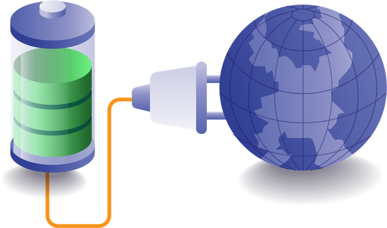 L'énergie des panneaux solaires est utilisée pour charger la batterie  Illustration