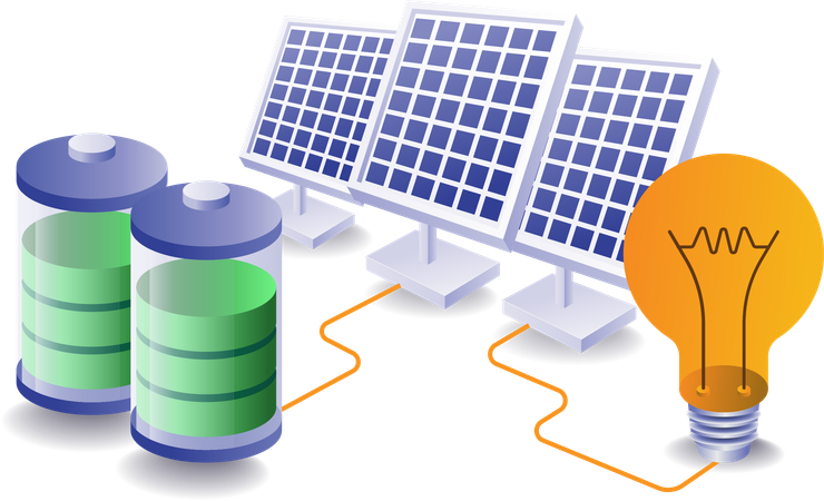 L'énergie électrique est utilisée pour charger les batteries  Illustration