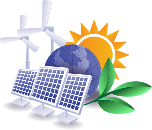 L'énergie éolienne et l'énergie solaire sont des ressources renouvelables  Illustration