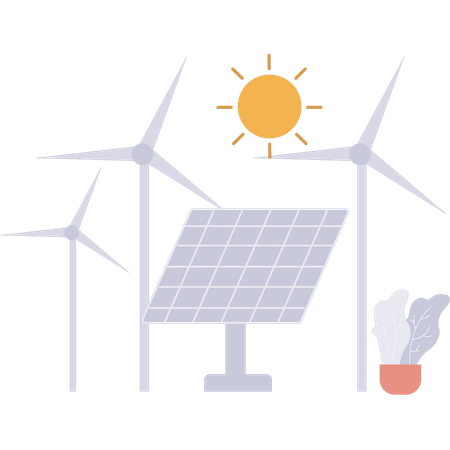 L'énergie solaire est chargée par la lumière du soleil  Illustration