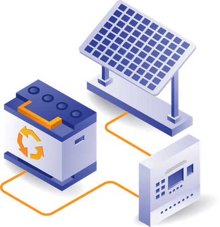 L'énergie solaire est stockée dans des centrales électriques  Illustration