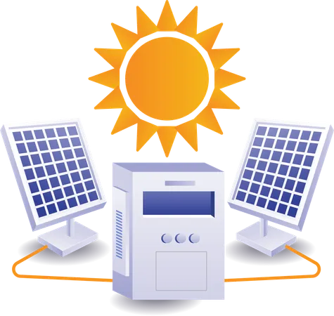 L'énergie solaire est stockée dans un générateur  Illustration