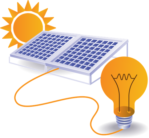 L'énergie solaire fait briller l'ampoule  Illustration