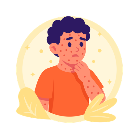 L'enfant a la varicelle  Illustration