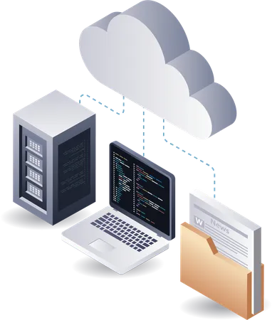 Lenguaje de programación informática del servidor en la nube  Ilustración