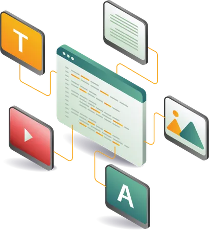 Lenguaje de programación Monitor para crear aplicaciones web  Ilustración