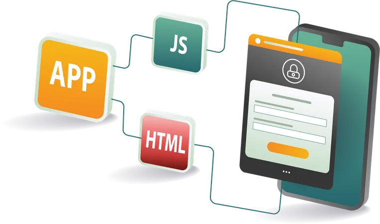 Lenguaje de programación de red para aplicaciones tecnológicas de teléfonos inteligentes  Ilustración