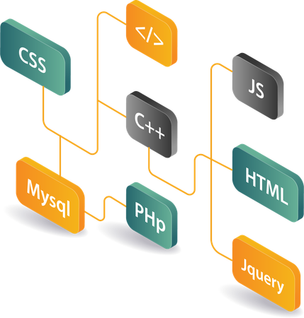 Tecnología de lenguaje de programación de red para desarrolladores web  Ilustración