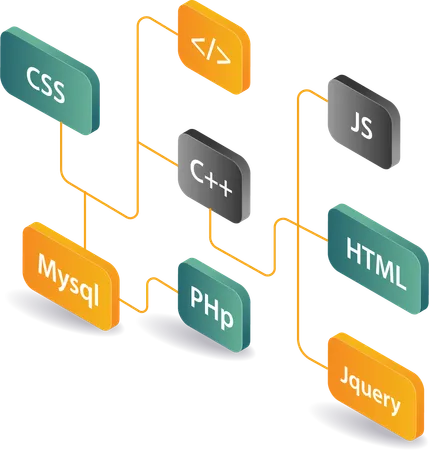 Tecnología de lenguaje de programación de red para desarrolladores web  Ilustración