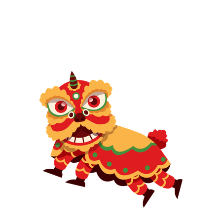 León chino disfrutando  Ilustración