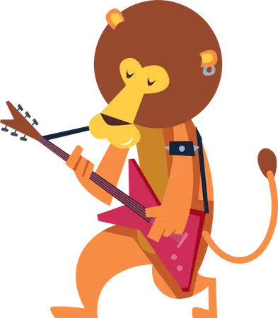 León tocando la guitarra  Ilustración