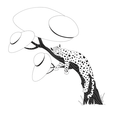 Leopard sleeping on tree  Illustration