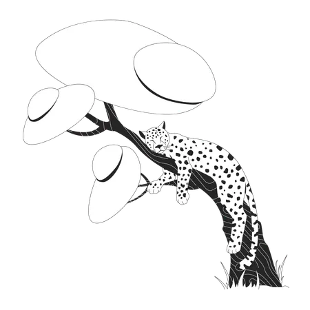 Leopard sleeping on tree  Illustration