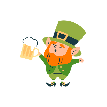 Leprechaun with beer for St. Patrick's Day  Illustration