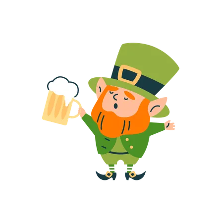 Leprechaun with beer for St. Patrick's Day  Illustration