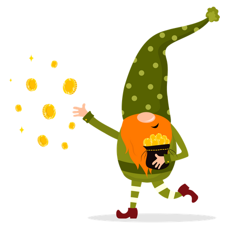 Leprechauns holding coin bag Illustration
