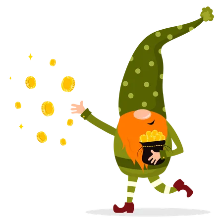 Leprechauns holding coin bag Illustration