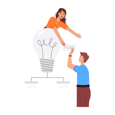 L'équipe a une idée innovante  Illustration
