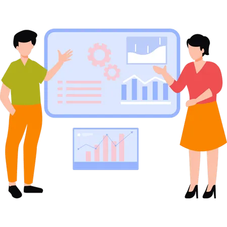 L'équipe analyse les données commerciales  Illustration