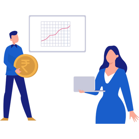 L’équipe commerciale analyse les finances  Illustration