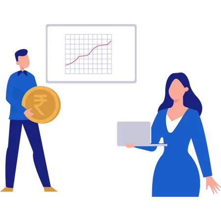 L’équipe commerciale analyse les finances  Illustration