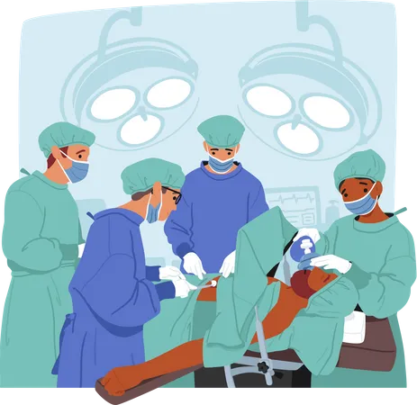 L'équipe de personnages de chirurgiens effectue des incisions précises  Illustration
