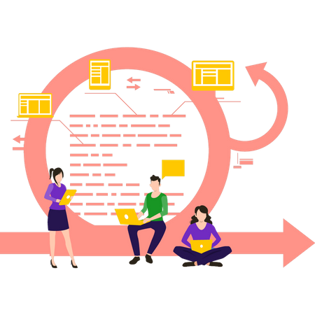 L'équipe travaille sur la programmation agile  Illustration