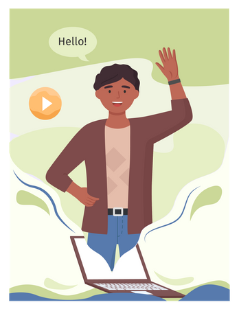 Lernen Sie Englisch mit einem englischen Muttersprachler, der Hallo sagt  Illustration