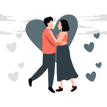 Les amoureux se tiennent à proximité  Illustration