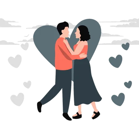 Les amoureux se tiennent à proximité  Illustration