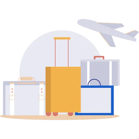 Les bagages sont prêts pour le voyage d'affaires  Illustration