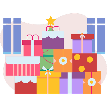 Les cadeaux de Noël apportent de la joie avec des surprises emballées  Illustration
