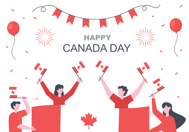 Les Canadiens célèbrent la fête du Canada  Illustration