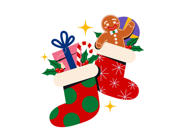 Les chaussettes de Noël  Illustration