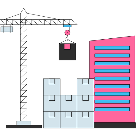 Les colis sont livrés à proximité d'un immeuble  Illustration