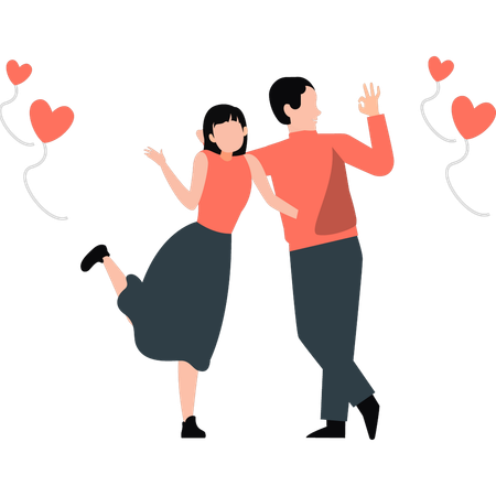Les couples sont heureux ensemble  Illustration