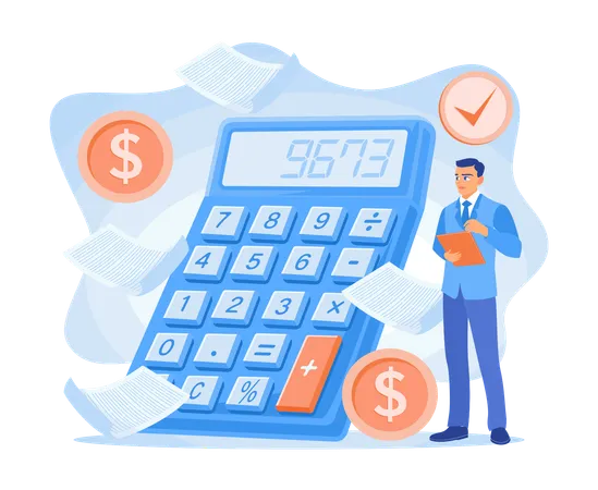 Les directeurs financiers calculent les finances de l'entreprise et prennent des décisions financières  Illustration