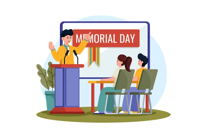 Les écoles organisent des assemblées et des activités pour sensibiliser les élèves à l'importance du Memorial Day  Illustration