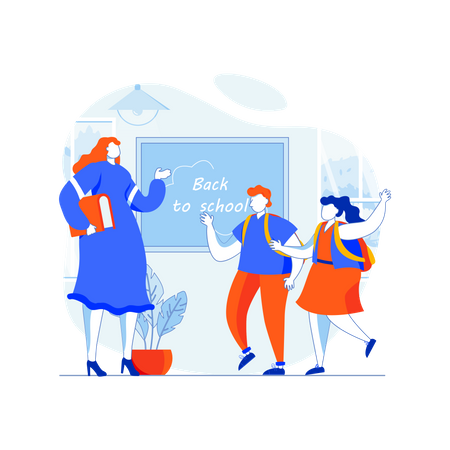 Les élèves retournent à l'école  Illustration