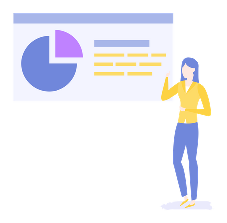 Les employées travaillent avec l'analyse des données  Illustration