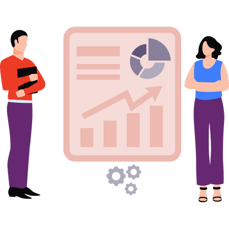 Les employés discutent de l'analyse de la croissance  Illustration