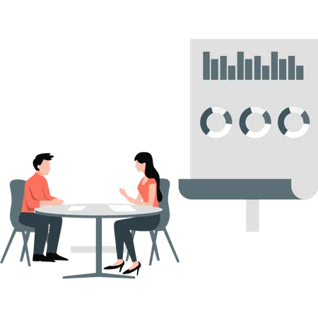 Les employés discutent du rapport de présentation  Illustration