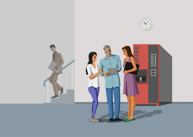 Les employés discutent pendant les pauses  Illustration