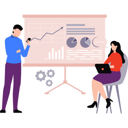 Les employés font une présentation commerciale  Illustration