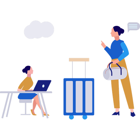 Les employés parlent de destination de voyage  Illustration