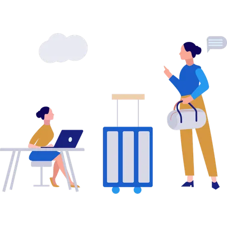 Les employés parlent de destination de voyage  Illustration