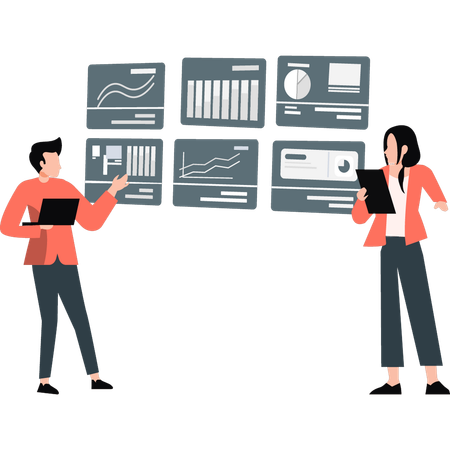 Les employés présentent des données commerciales  Illustration