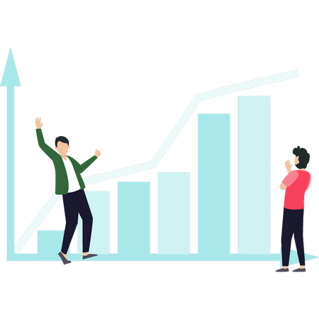 Les salariés sont heureux de voir l'augmentation du graphique  Illustration